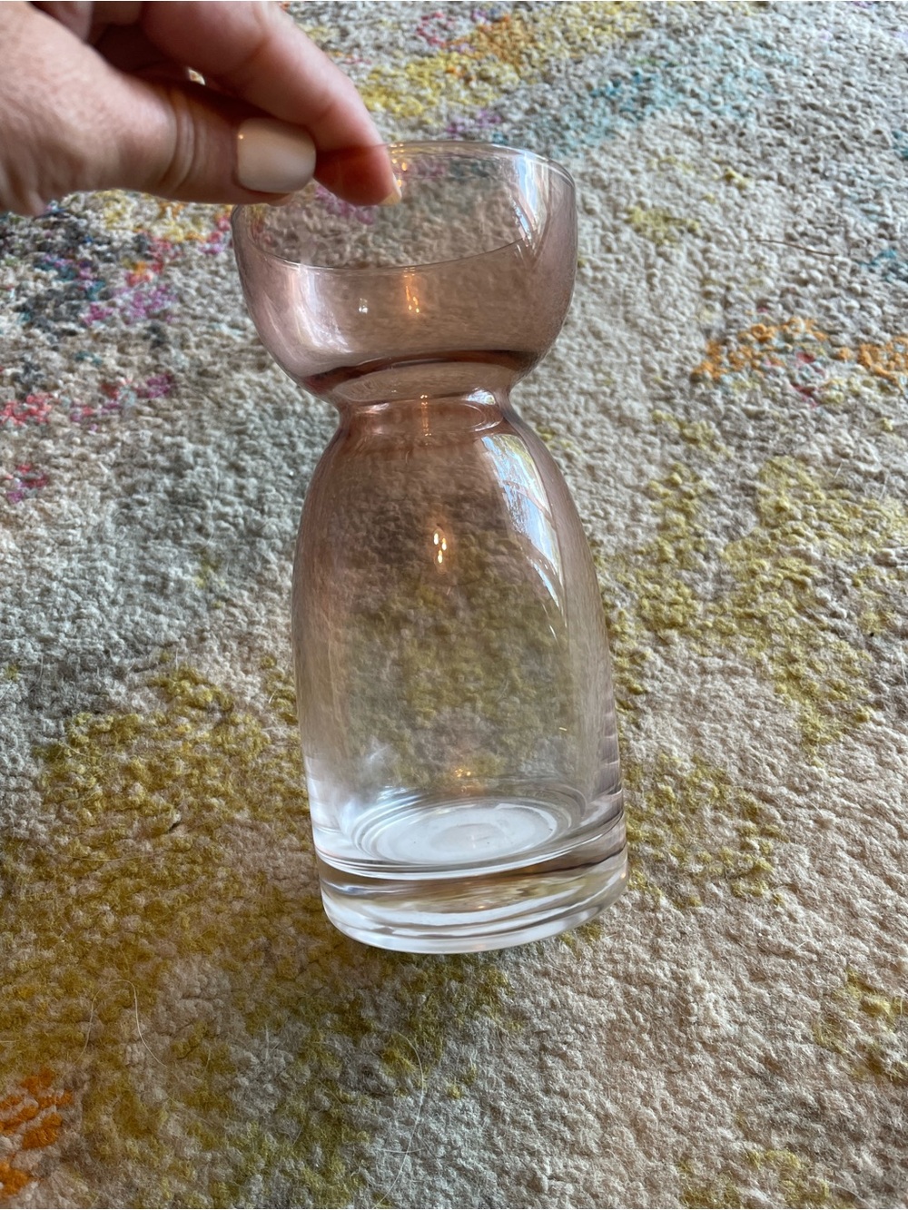World Market Blush Pink Glass Bud Vase 5" wide decor